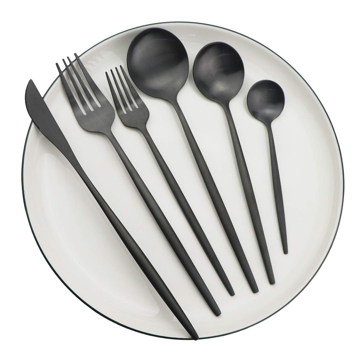 ensemble de couverts, Ensemble de couverts en argenterie, 36 pièces, ensemble acier inoxydable mat, vaisselle, fourchette à dessert, cuillère, d'argenterie, cuisine, argentées(36pcs Red Silver)