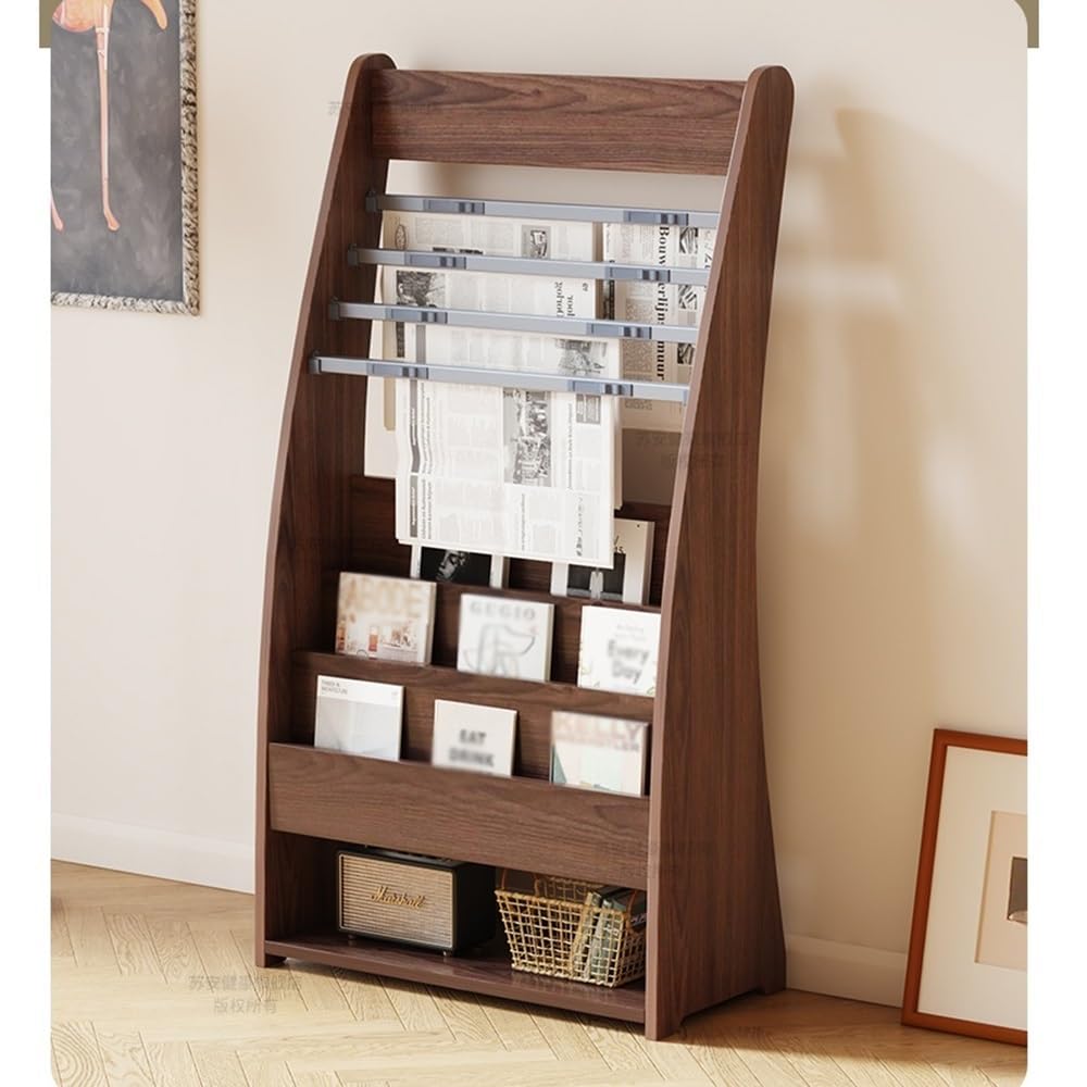 Zeitschriftenständer Zeitungsboden Broschüre Journal Bücherregal Magazin Zeitungsständer Aufbewahrungsinformationen Display Racks(Warm White)