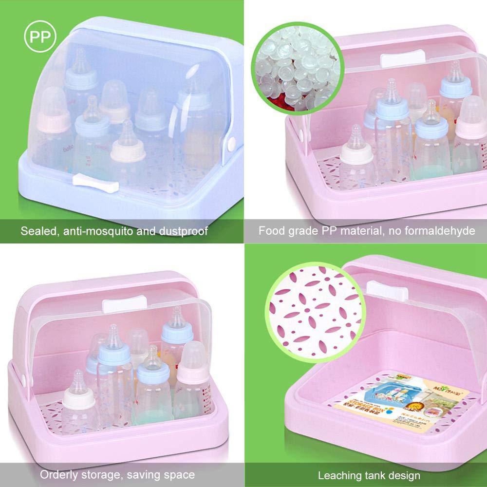 Scolapiatti per biberon, multifunzione, portatile, con coperchio anti-polvere, organizer per la casa e la cucina