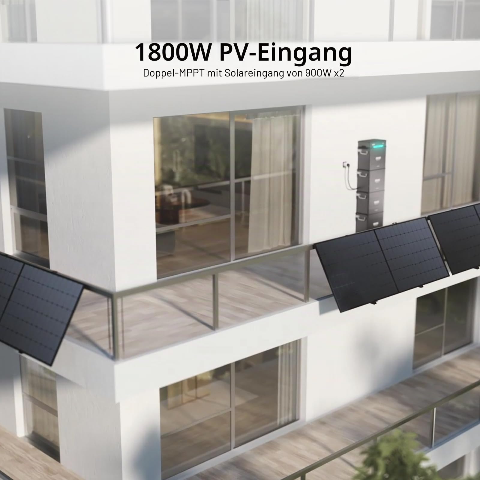Zendure SolarFlow Hyper 2000, Balkonkraftwerk mit Solareingang von 1800 W, integriertem Hub (intelligente Steuereinheit) und Mikrowechselrichter, bidirektionale AC-Ladung von 1200 W