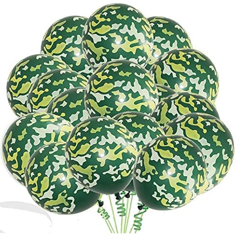 Army Military Camouflage 30 Count Party Balloon Pack Military Balloons for Hunting Themed Party Military Celebrations- Large 12" Latex Balloons Cover