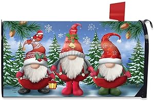Winter Gnomes Christmas Magnetic Mailbox Cover Santa Hat Briarwood Lane