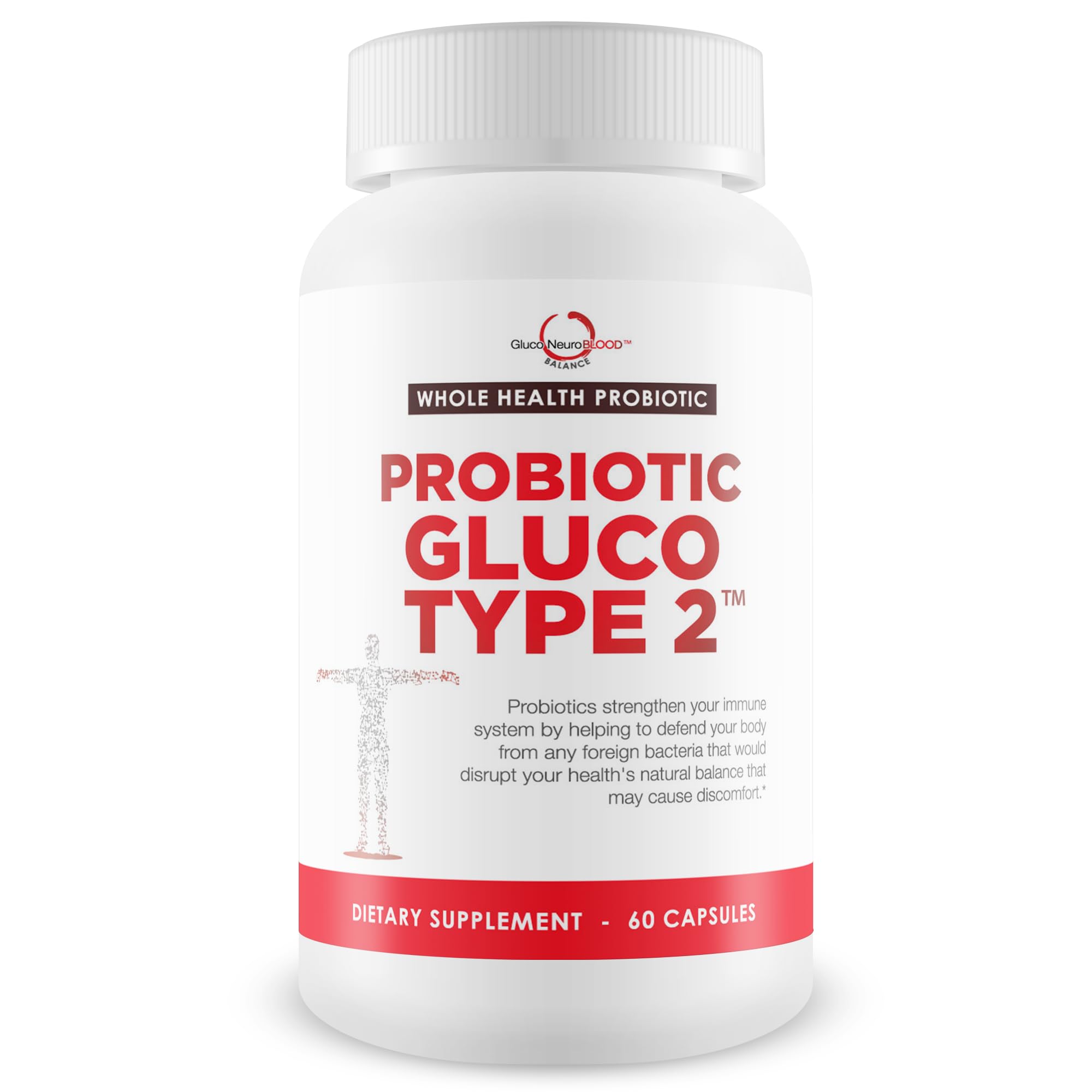 Probiotic Gluco Type 2 - Probiotic for Blood Balance, Blood Pressure, & Immune Support - Probiotic Immune Function for Blood Health - Probiotics for Blood Balance