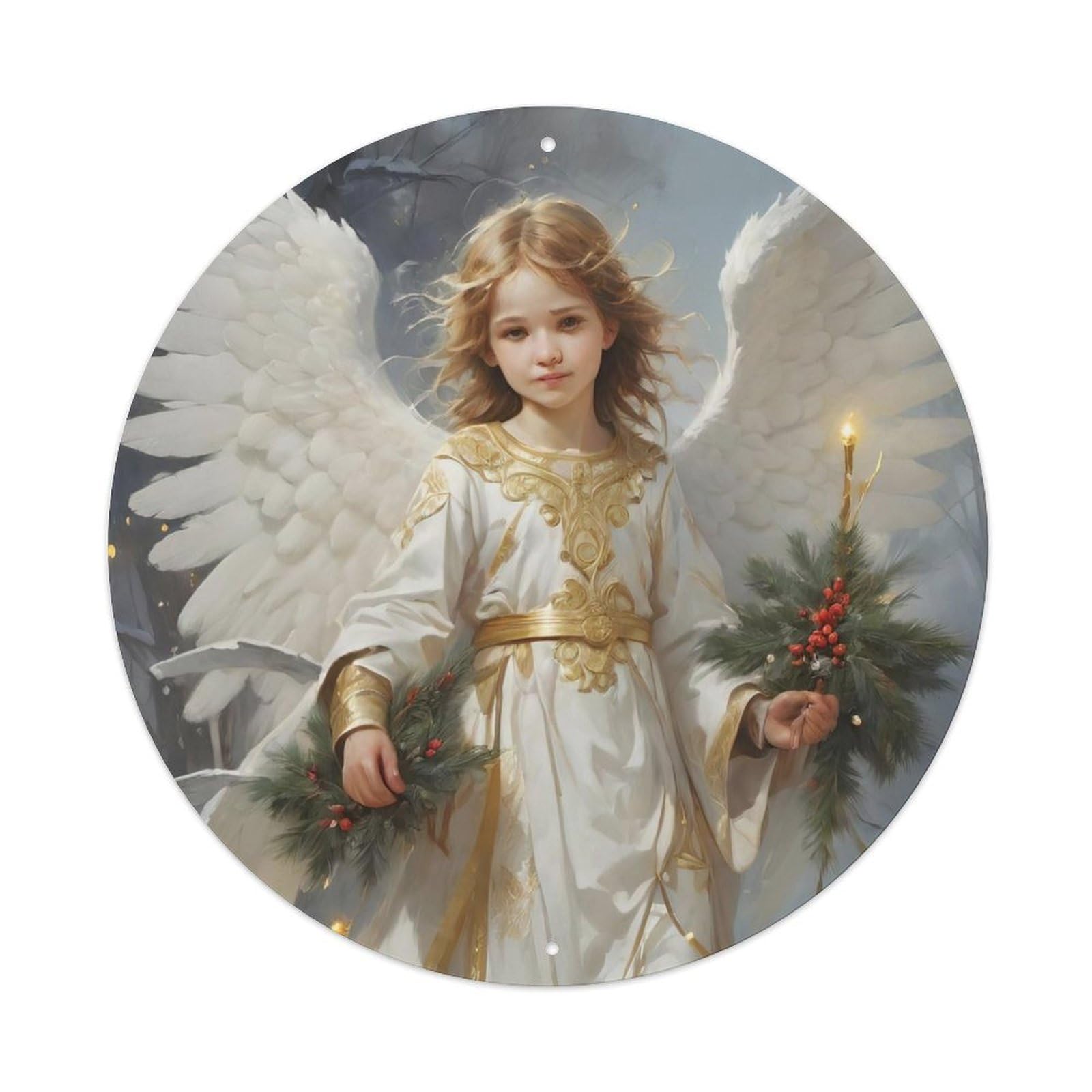 Vintage Angel Little Angels in The Snow Metal Tin Sign