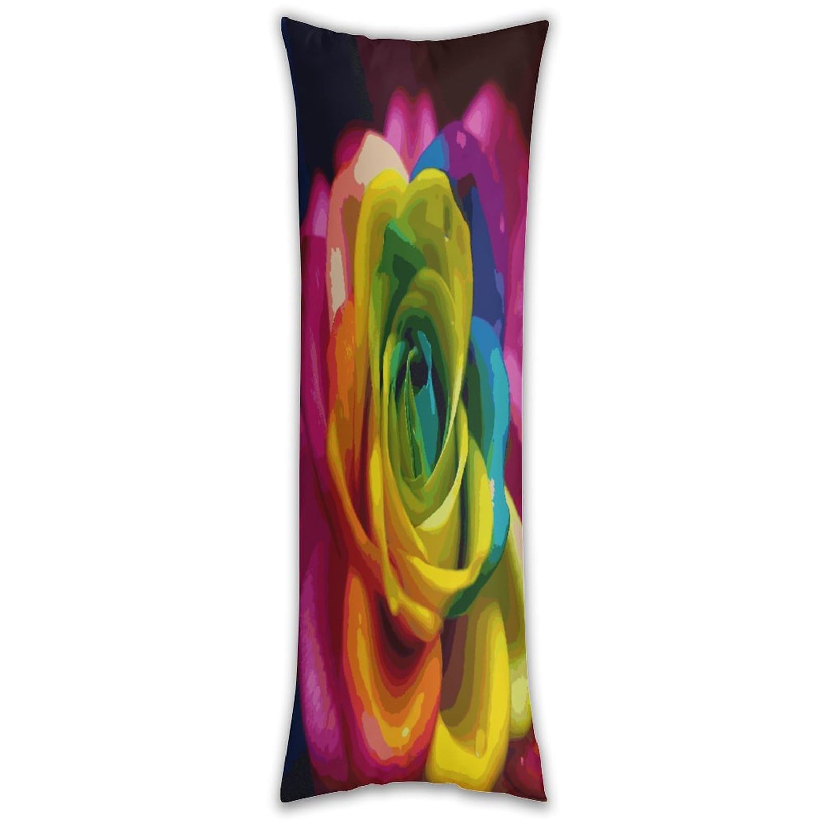 Rainbow Flower Long Pillow Case with Zipper Ultra Soft Microfiber Long Pillow Cover Breathable Body Pillow Protector Soft Wrinkle Pillowcase for Bed Sofa Bedroom 53 X 19 in