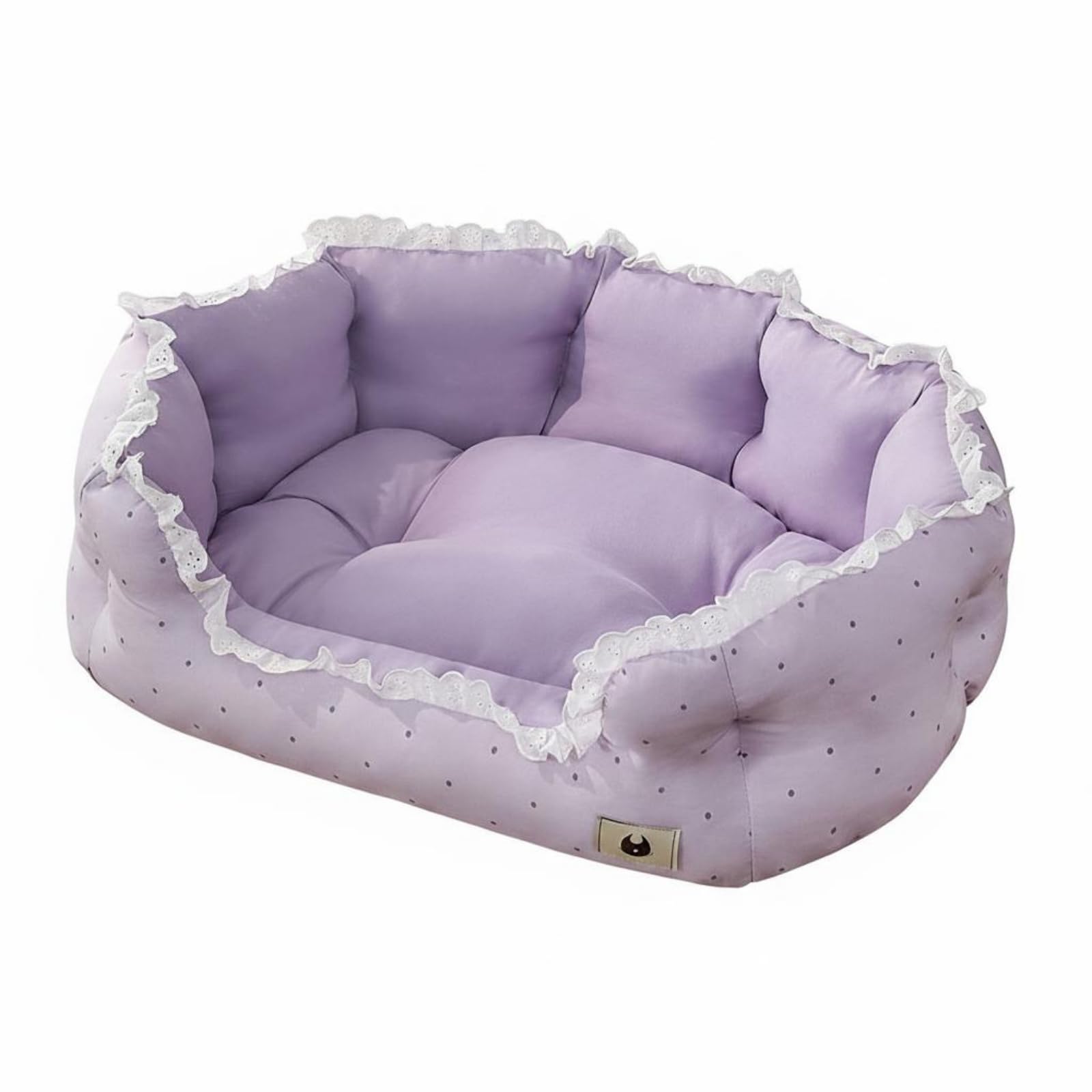Baoblaze Cama para Mascotas Sofá Cama Gato Cama Perro Pequeño Sofá Animal con Apoyo Elevado y Tejido Transpirable Acolchado, XL-76 56 23CM, Puntos De Princesa【Extra Alto Extra Grueso】