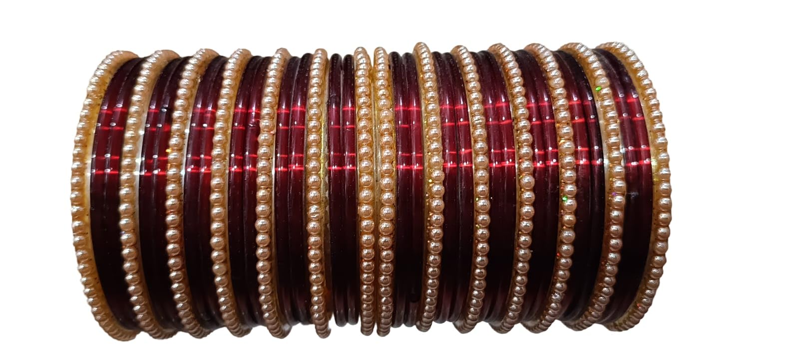 Shuhag glass bangles set for women (Maroon, 2.4)