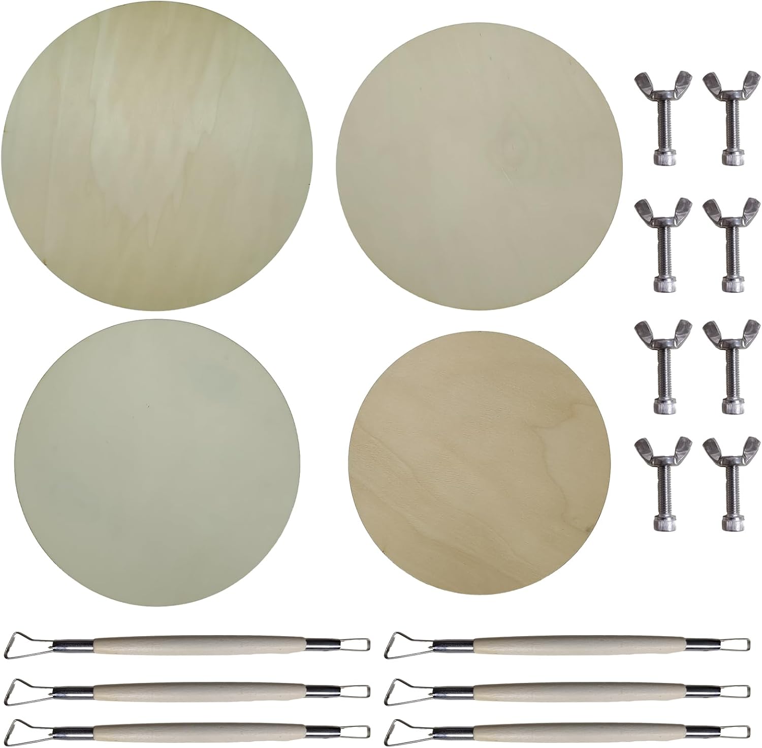 4 Pcs Round Pottery Wheel Bat Pottery Bats Pre Drilled Bats for Pottery Wheel 1/4