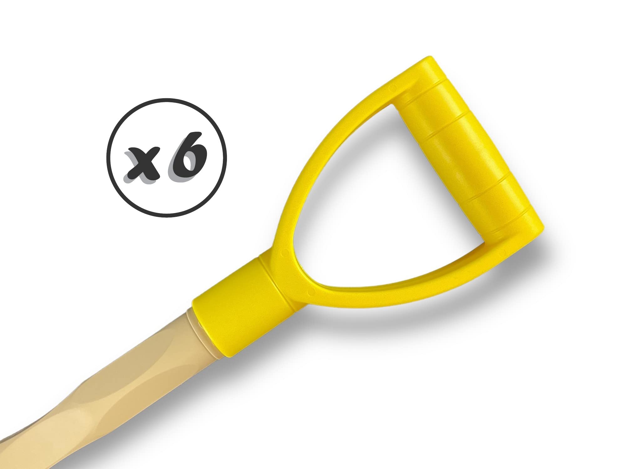 Zestaw 6 lekkich, zdejmowanych łopat do śniegu z tworzywa sztucznego z metalowym ostrzem i uchwytem | 25 cm | Żółty | Kibros PENDEMJx6
