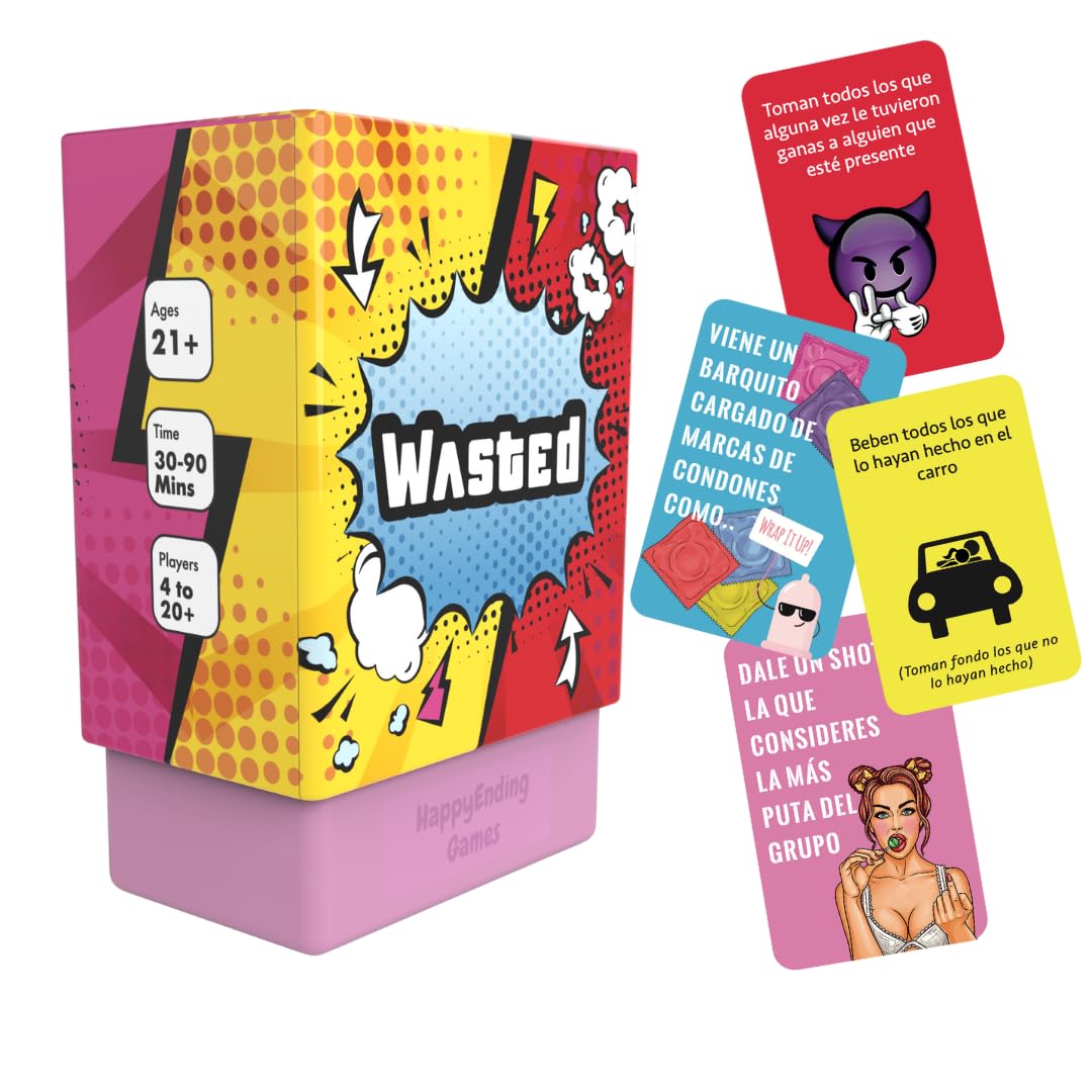 WASTED - The Party Game by Happy Ending Games - Gaming Cards - Board Game of Dares (Spanish Version)