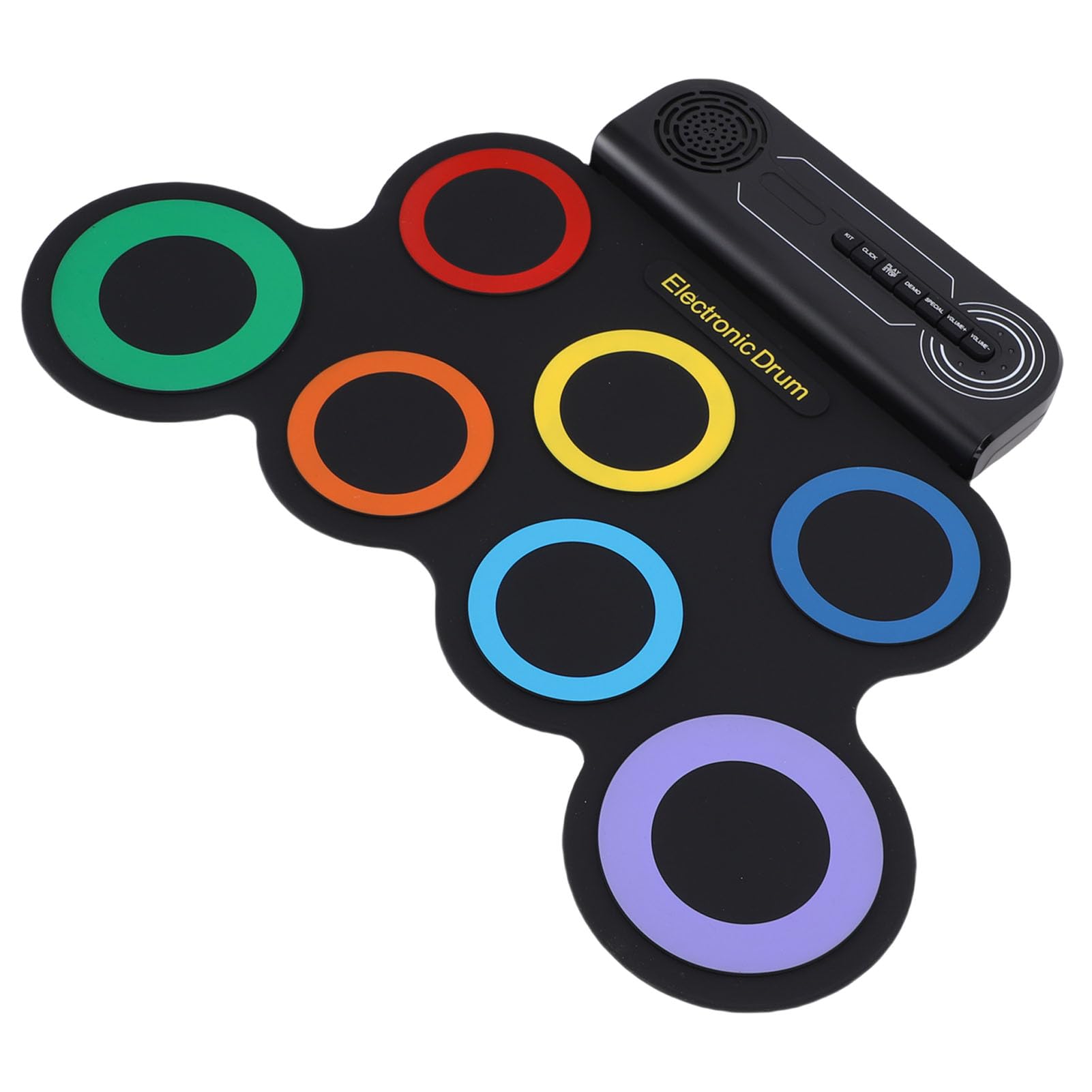 Tissting Batería Electrónica Plegable 7 Pads Con Parlante - Regalo Infantil Portátil Recargable Para Fiestas Y Clases De Música