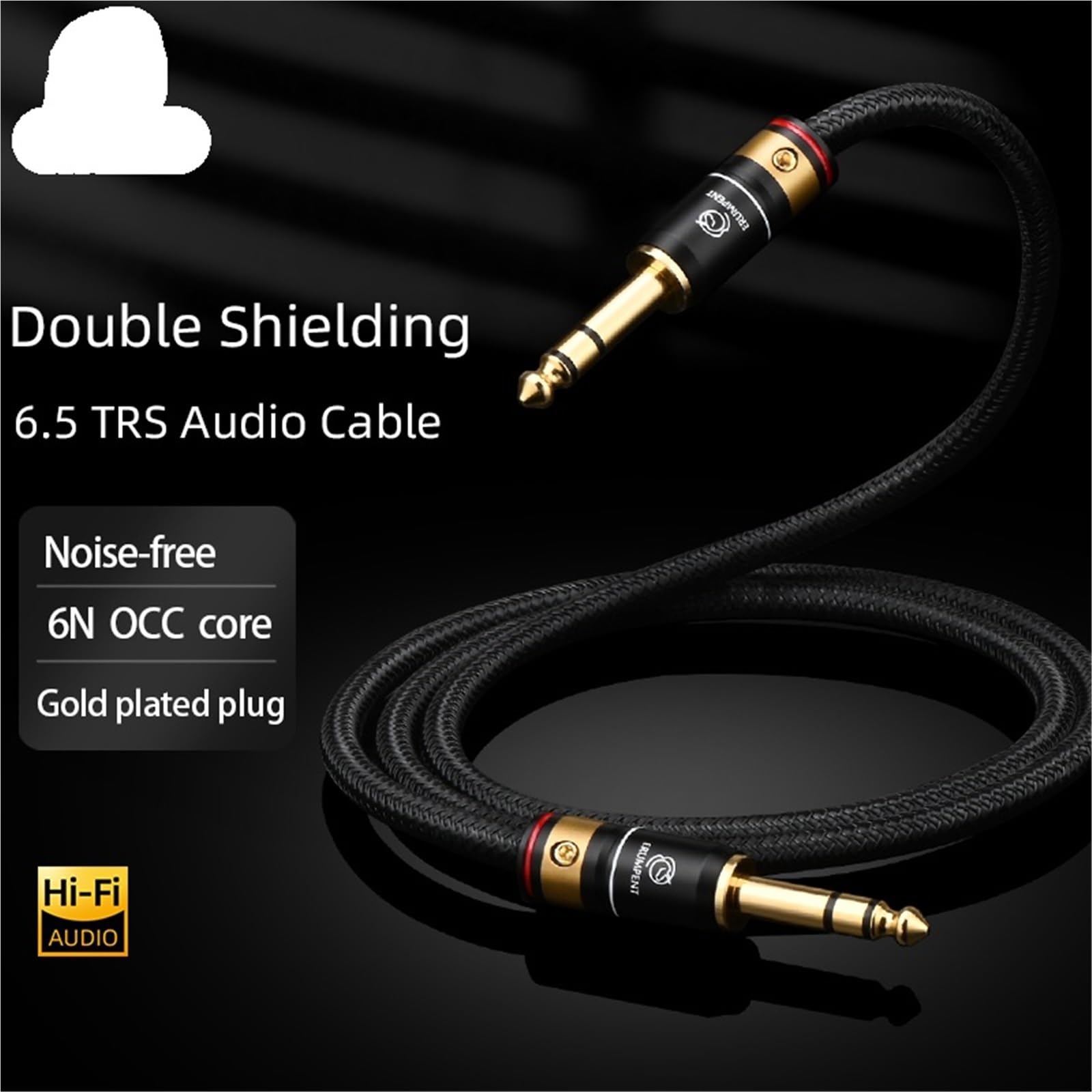 HiFi 6,5 mm TRS kabel do instrumentów gitarowych, wzmacniacz gitarowy elektryczny, rdzeń 6N, 6,35 mm (1/4), wtyczka stereo TRS na wtyczce, kabel audio (3 m)
