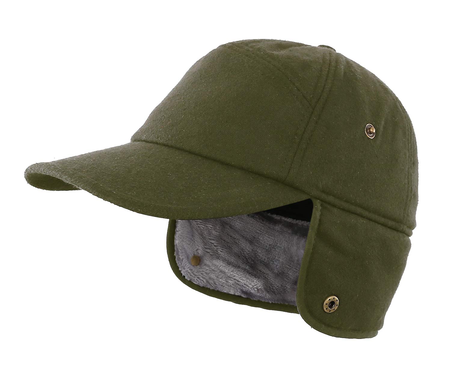 Gorra de béisbol de invierno para hombre con orejeras y forro polar - Verde - Medium