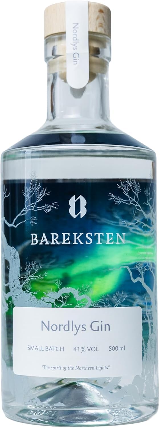 Bareksten Nordlys Gin The Spirit of The Northern Lights Fresh & Spicy Small Batches from Norway 41% Vol. 500 ml