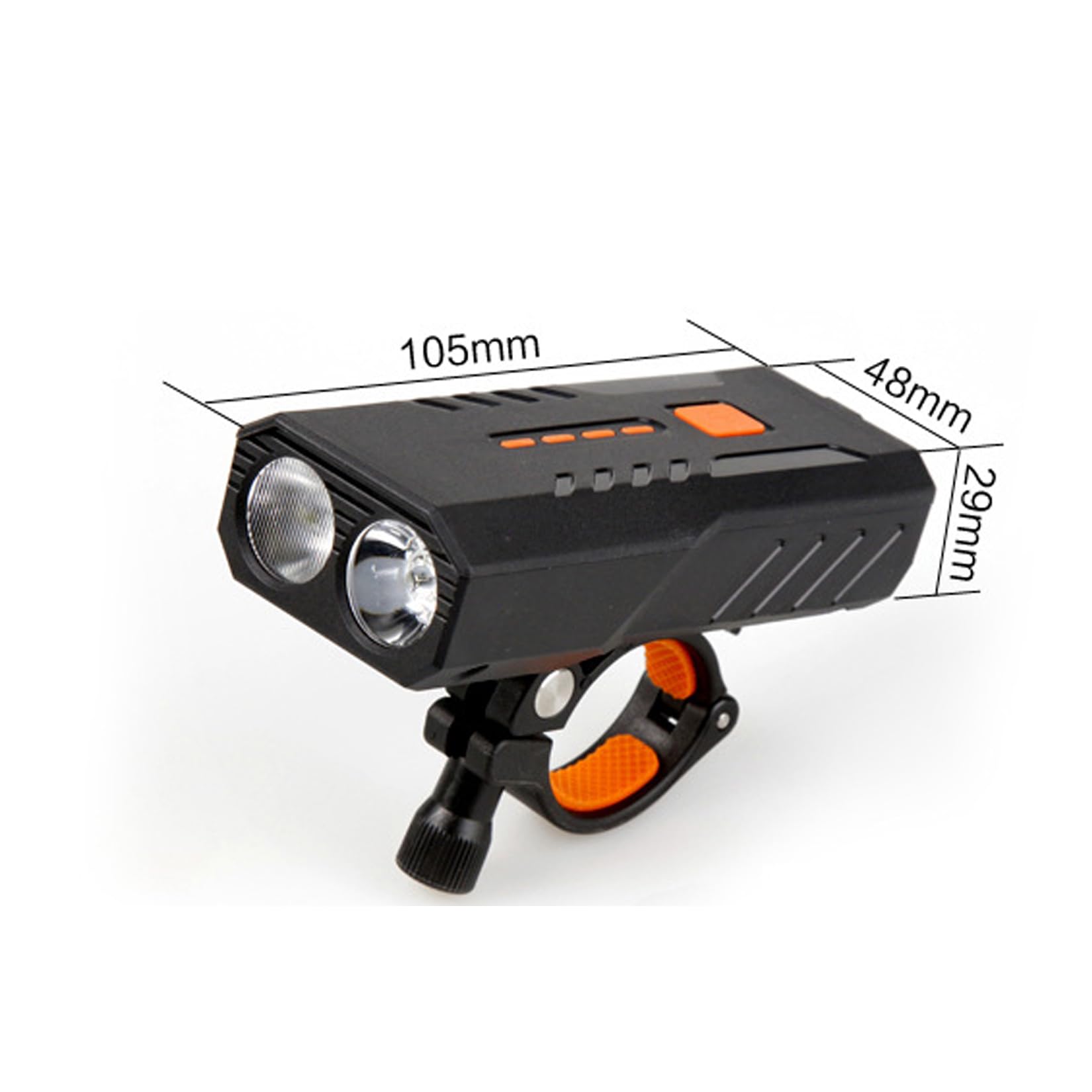 Lampe Frontale Rechargeable USB, 5000 mAh lumière pour vélo, Plusieurs Modes d'éclairage, 10.5x4.8x2.9 mm, Noir