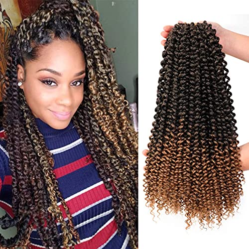 Passion Twist Hair 18 inch 6 packs Long Water Wave Crochet Braids for Passion Twist Crochet Hair Extension Pre Looped Fluffy Crochet Curly Bohemain Locs (1B/30#)
