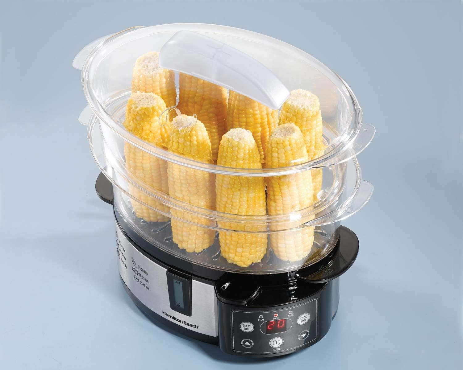 Hamilton Beach 37537 Digital Two-Tier Automatic Electric Countertop Food Steamer