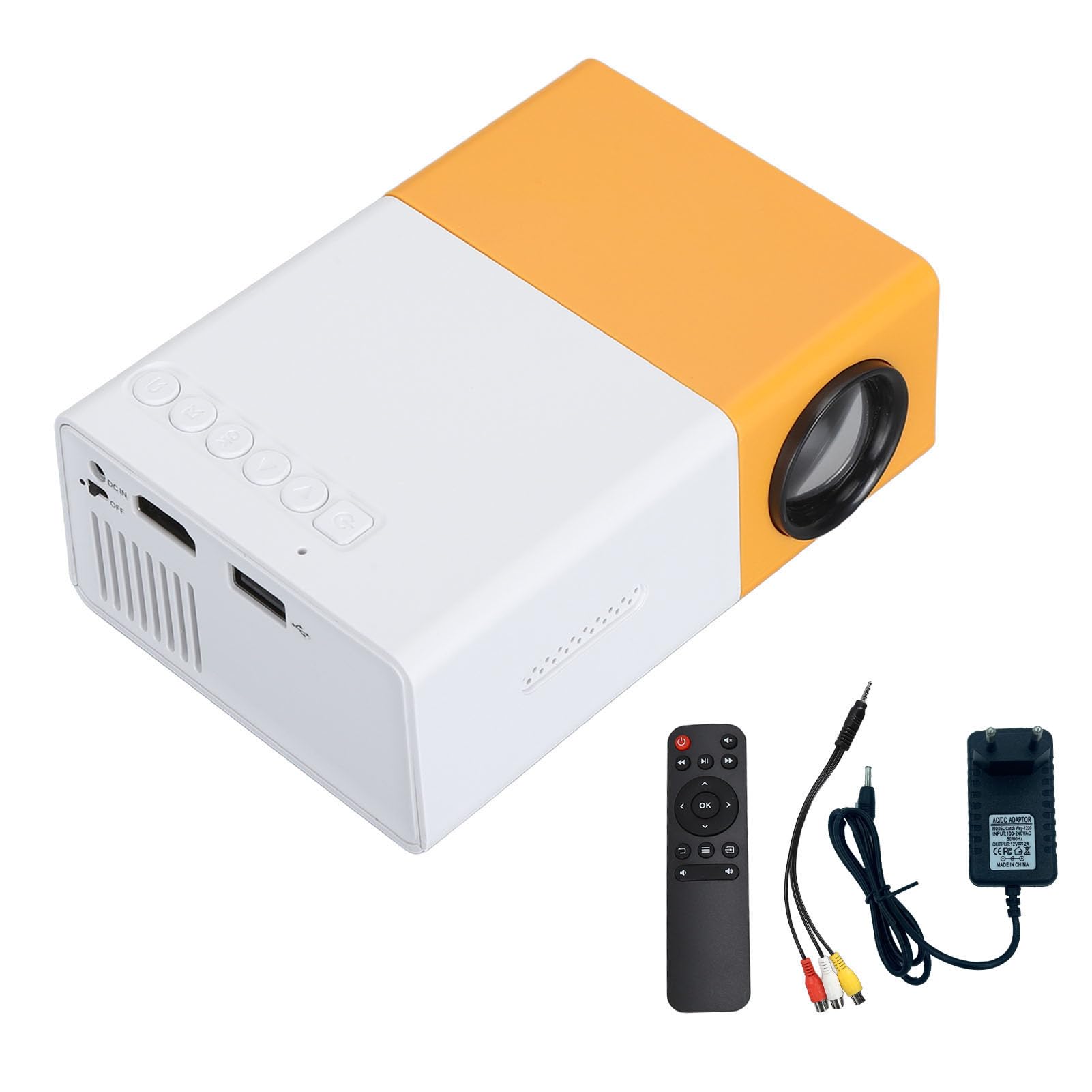 Lazmin112 Mini Proiettore Portatile 1080P Full HD con Altoparlanti, Proiettore Cinematografico per Esterni, Videoproiettore LED per Home Theater, per Bambini (Spina europea)