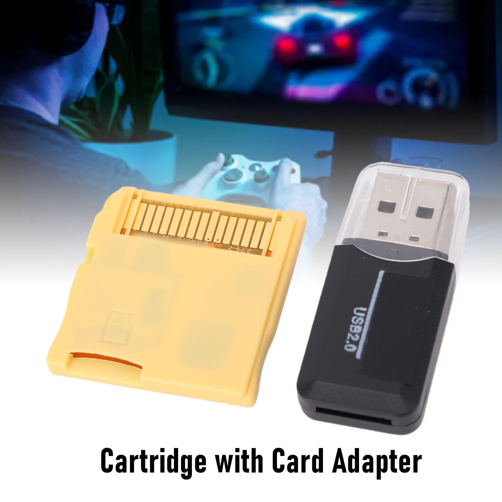 XUMIUZIY Cartouche D'adaptateur de Carte R4, Plug and Play Préchargée avec Fonction D'économie en Temps Réel pour Les Consoles 3DS 2DS XL LL MD GB GBC FC PCE DS Series, Prend en Charge la (Yellow)