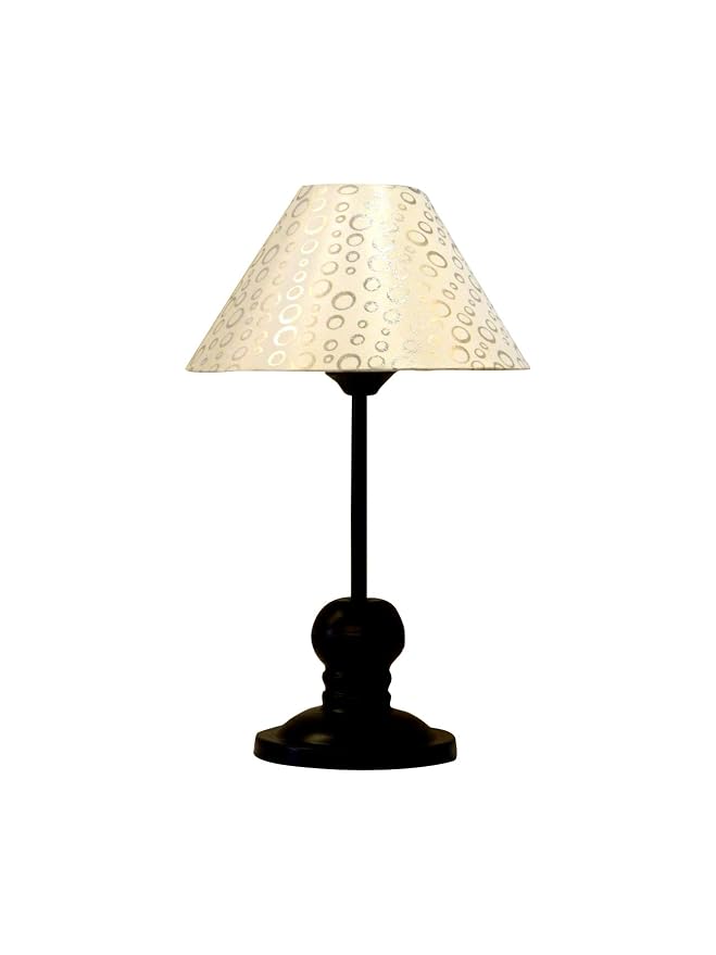 tu casa Decorative Table Lamp with Stylish Printed Fabric Shade & Black Metal Base | Bedside Night Lamp for Bedroom, Living Room, Study Table & Home Décor