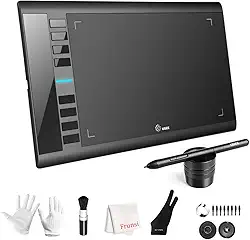 Tablet de desenho gráfico UGEE M708 25,4 x 15,2 cm Tablet de desenho grande com 8 teclas de atalho, Stylus passiva de 8192 níveis de pressão, UGEE M708 Tablet gráfico para pintura, design, esboço de criação de arte