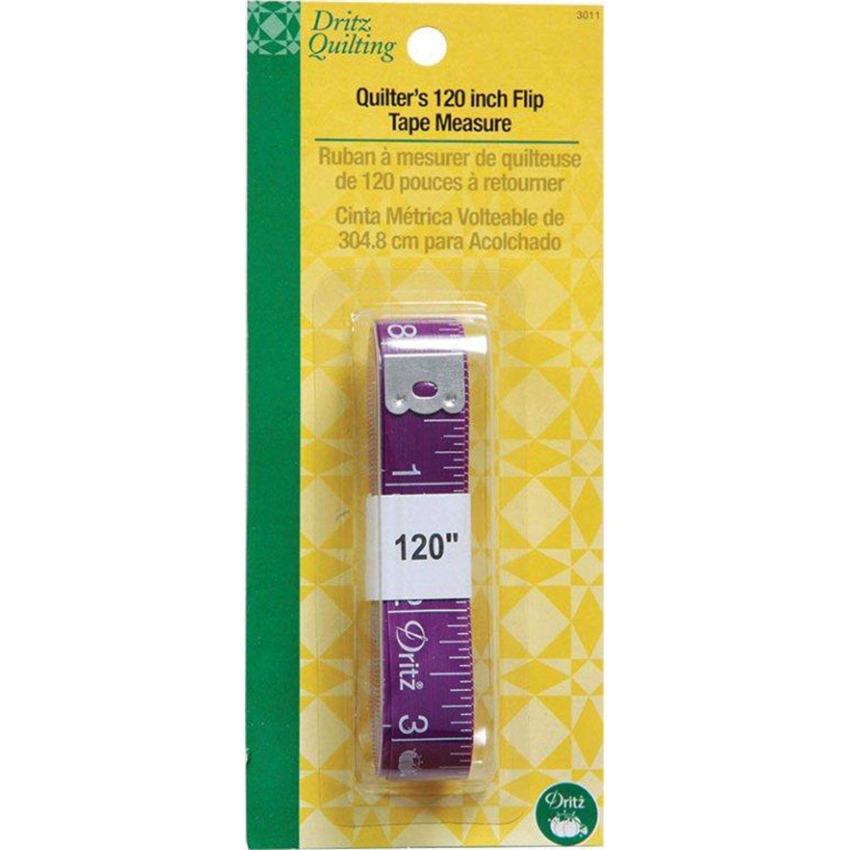 Dritz 3011 Quilter's Flip Tape Measure, 120-Inch, Purple, 5/8"x120"