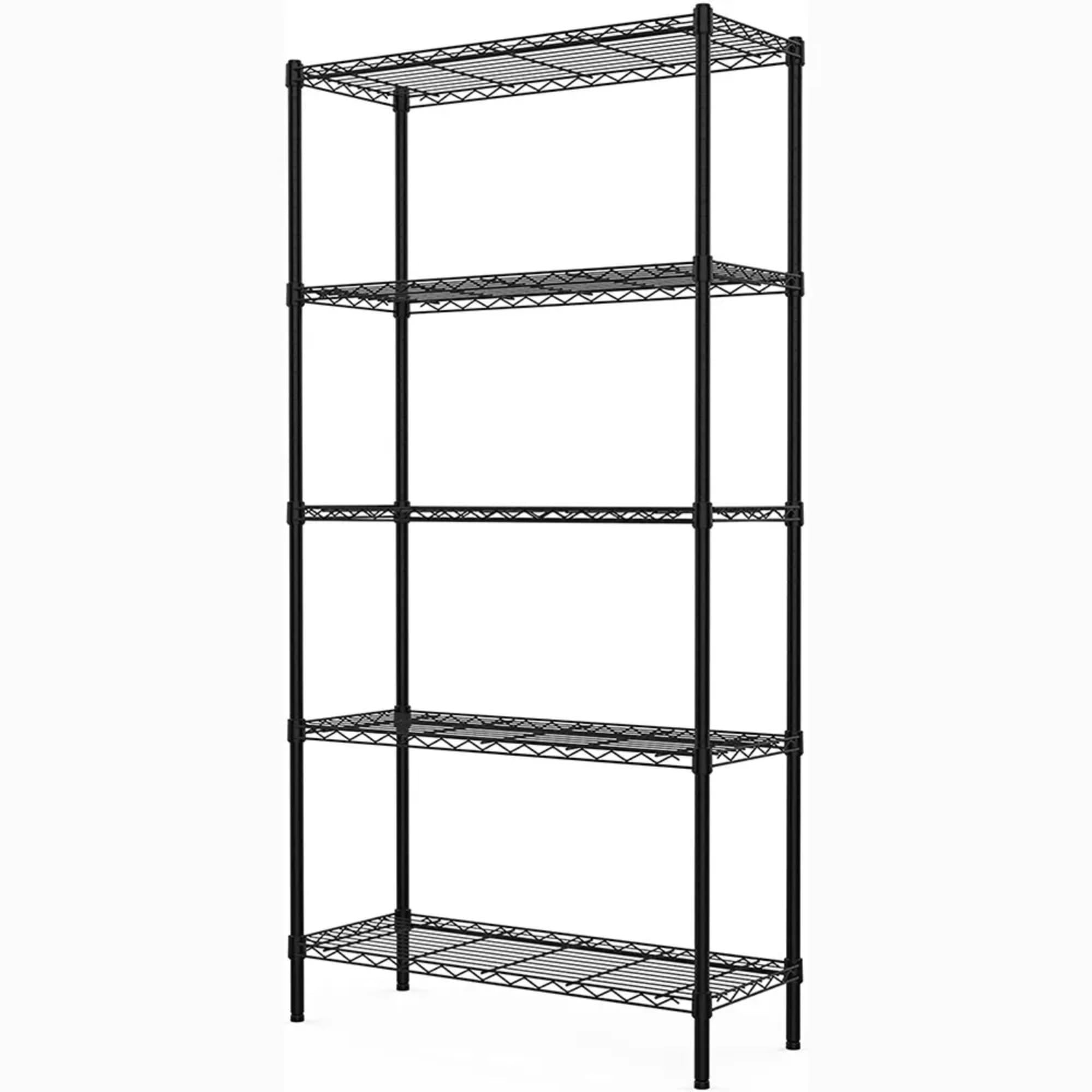 STORACK Adjustable 5 Tier Metal Shelf Rack for Home Storage/Boltless Foldable/Storage Organizer/Organizer for Home(30x14x60 Inch/Black)-picture-33