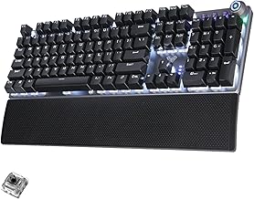 AULA F2088 Mechanical Gaming Keyboard, with Ergonomic Wrist Rest, Multimedia Control Knob, 22 Backlight Modes, Full Size USB Wired Computer Keyboards for Mac Laptop, Desktop (Black Switch)