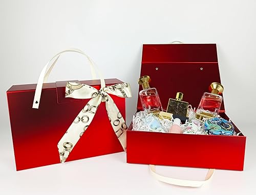 Miniatura 6 de Joyscoop Caja de regalo roja paquete de 2 cajas de regalo grandes de 11 x 7.6 x 3.5 pulgadas con tapas, cajas de regalo magnéticas para Navidad,