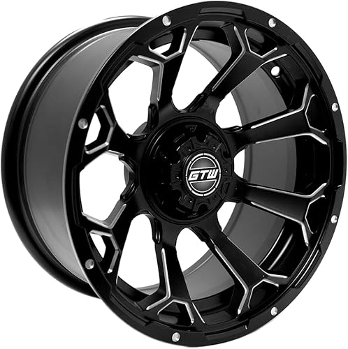 GTW Raven - Rueda de aluminio para carrito de golf de 14 pulgadas de 14 x 7 pulgadas, rueda todoterreno con diseño exclusivo de radios en Y, negro