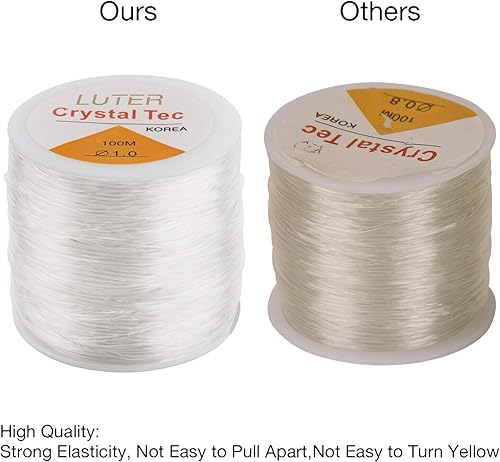 Miniatura 4 de Luter Cordón de cuentas transparentes de 0.039 pulgadas para hacer joyas, collares, pulseras, hilo de cuentas (328 pies)