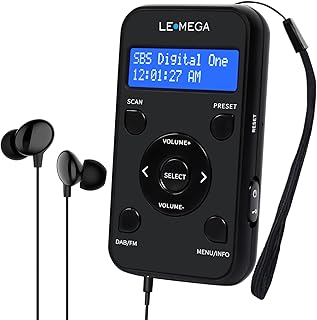 LEMEGA PR1 DAB/DAB+ Portable Pocket Digital Radio,Personal Mini DAB Sports Radio with Earphone,Rechargeable Battery with 15hr playtime,20 Station Presets-Black