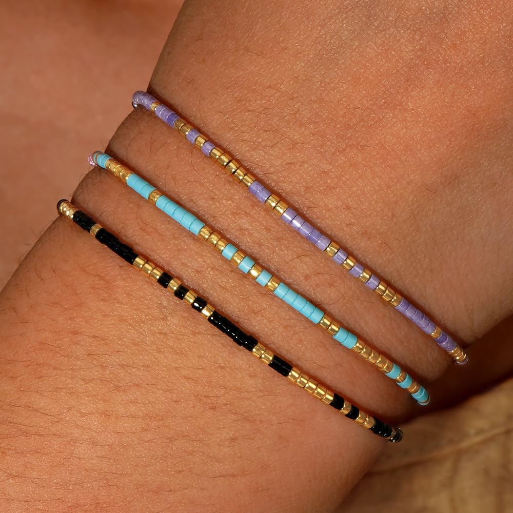 Bracelet code morse perles multicolores tissé main pour femmes - 2