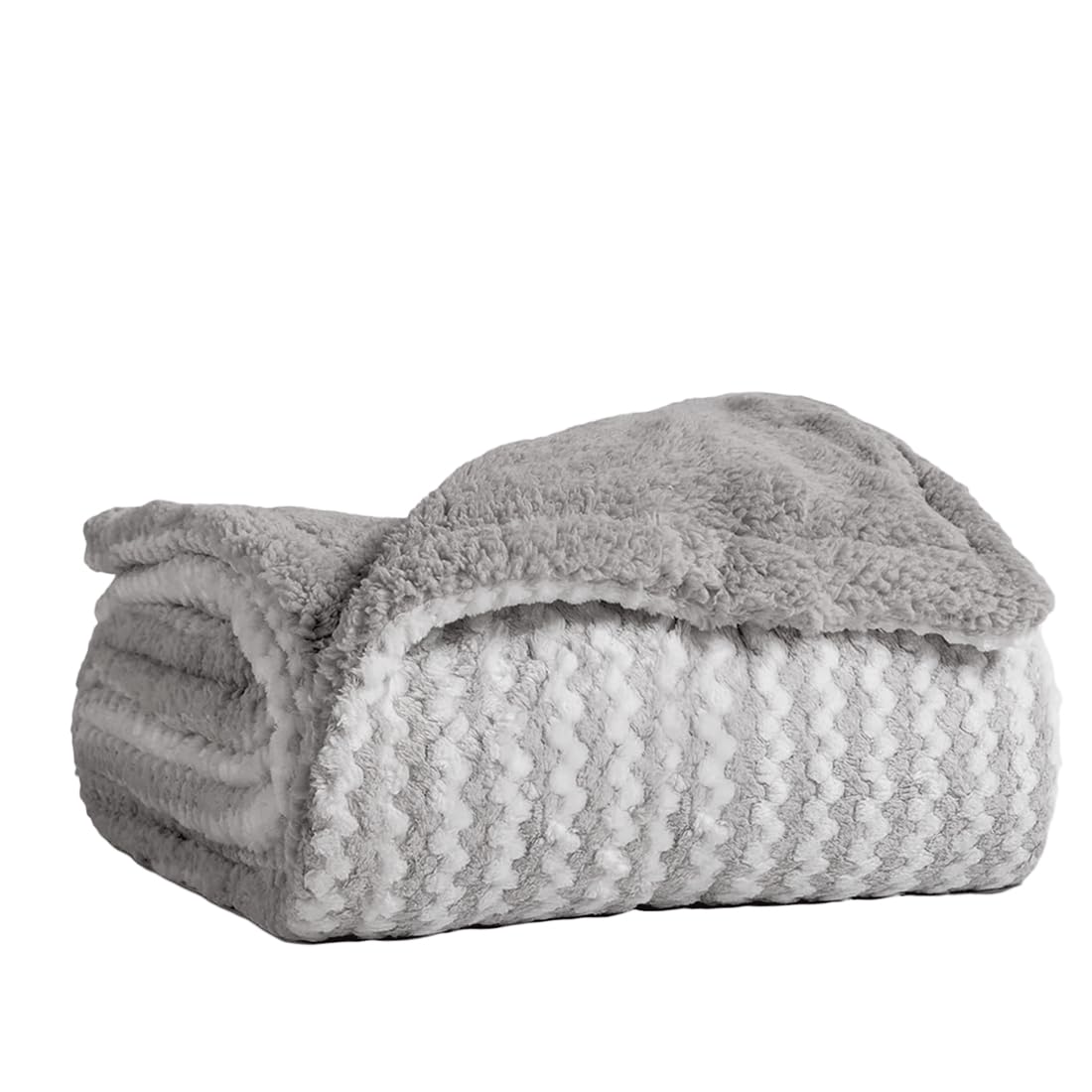 Acomoda Textil - Manta con Borreguito de Doble Cara Suave 130x160 cm Cálida y Ligera para Sofá, Sillón y Viiaje. Mantita para Cama Reversible, Elegante y Fácil de Lavar para el Hogar. (Gris)