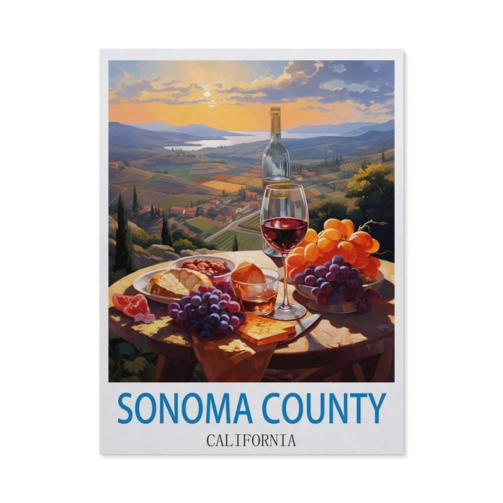 BEAYODKP Diamond Painting Kits for Adults and Kids，Sonoma County California，Full Drill Round Rhinestone Paint with Diamonds（40 x 50 cm/15.74 x 19.68 inches）-CL86