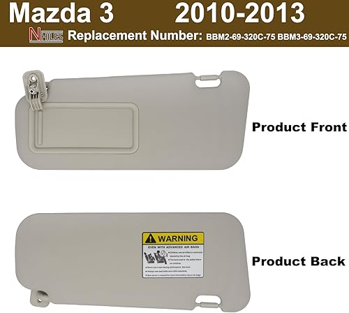 Miniatura 5 de NHILES Parasol del lado izquierdo del conductor y del lado derecho del pasajero compatible con Mazda 3 2010 2011 2012 2013 BBM2-69-270C-75