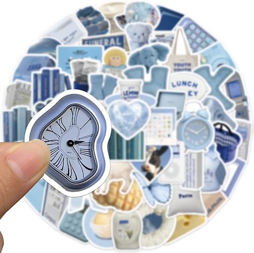 Miniatura 6 de Blue ins - Calcomanías de grafiti de dibujos animados, 60 unidades de calcomanías realistas de Vsco de moda para botellas de agua, laptop, teléfono,