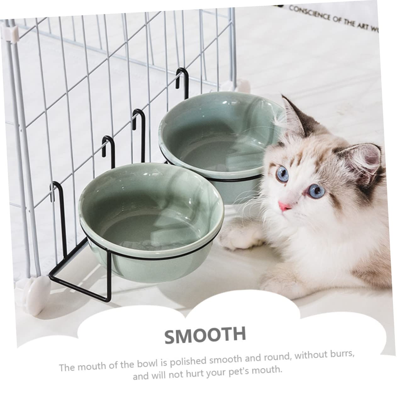 Cuenco colgante para mascotas, comedero de agua y alimentos para perros y gatos pequeños, diseño de cerámica para perreras y jaulas, recipiente conveniente para mascotas
