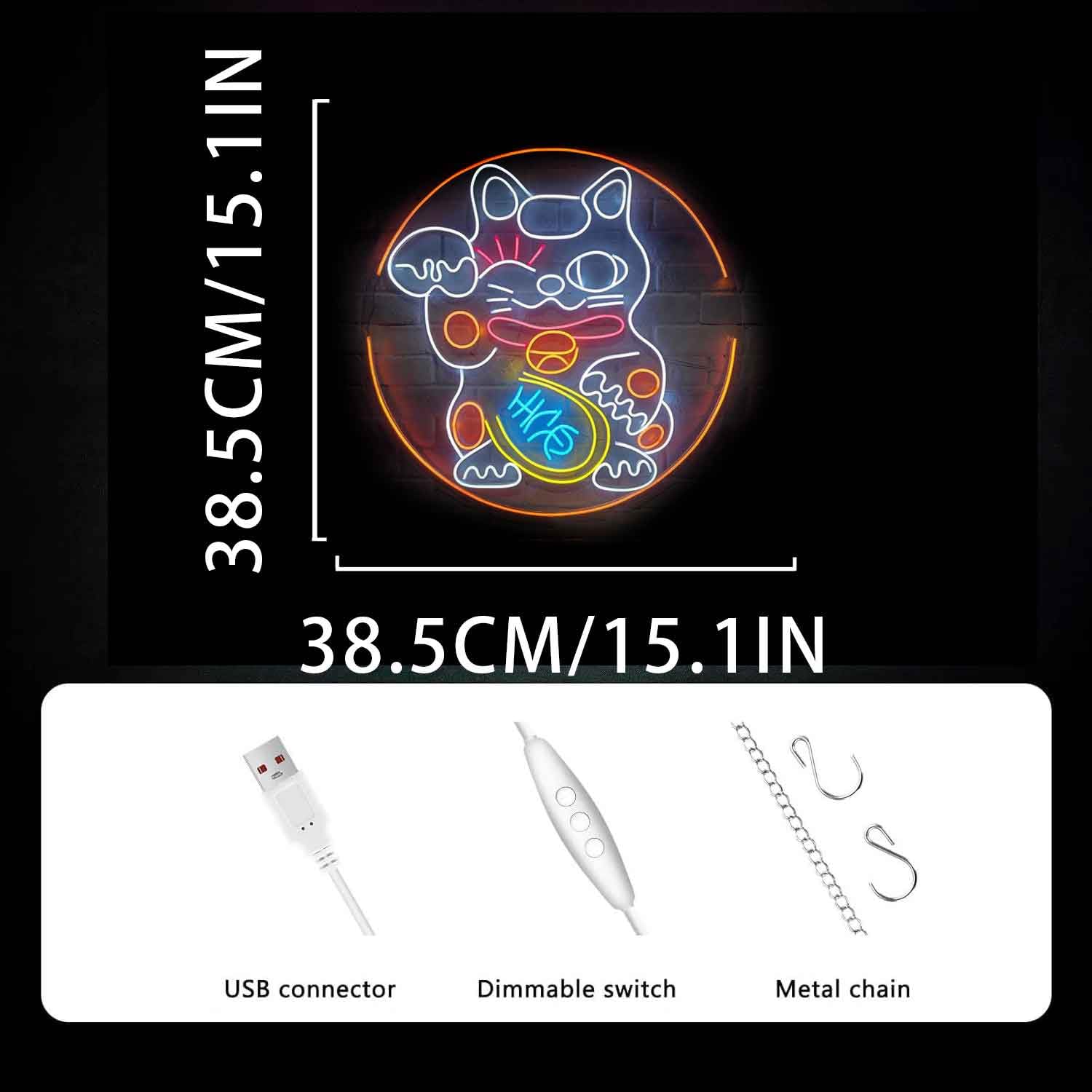 Neonowe znaki z motywem kota Fortune do dekoracji ścian, ściemniany, artystyczny znak LED, jaskinia człowieka, fajne, zabawne lampki do sypialni, pokoju, urocze neonowe znaki świetlne, dekoracje
