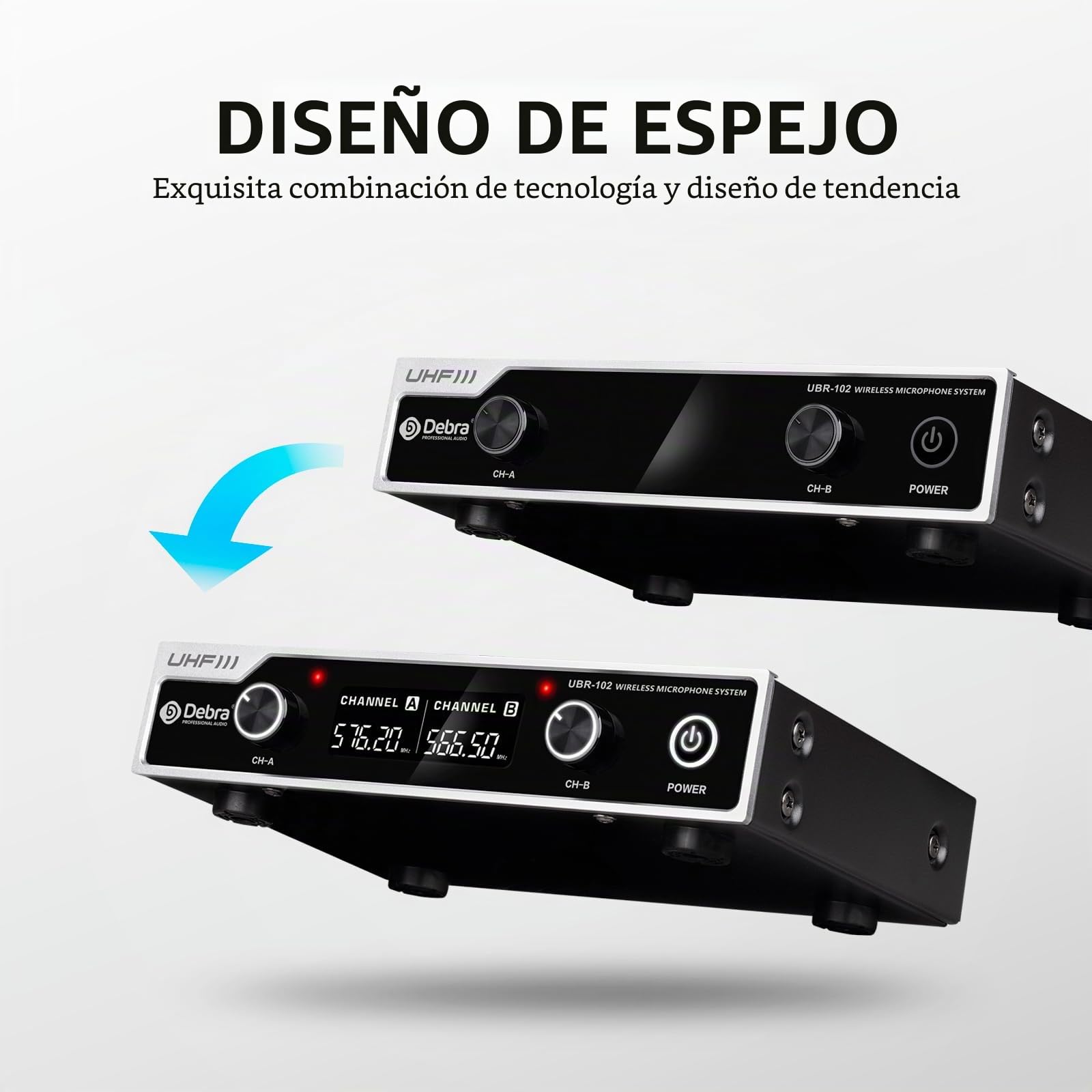 Microfono inalambrico D Debra UHF UBR-102 con micrófonos de mano inalámbricos de diadema Lavalier, 260ft Rango, Adecuado para la Iglesia, Conferencias, Karaoke, Bodas, DJ, y Bares (2 Bodypack)