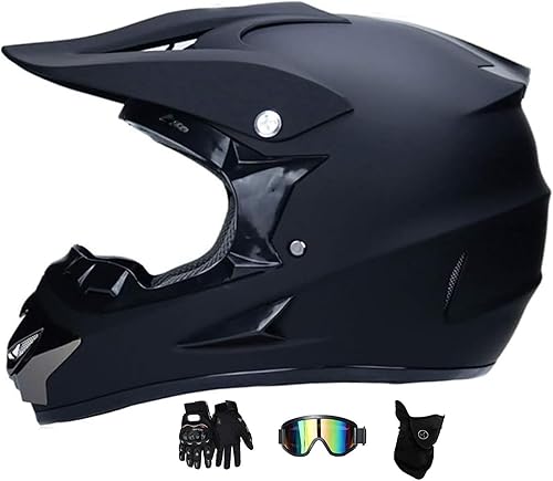 Casco de motocross para jóvenes, con guantes de máscara de gafas, casco de motocicleta todoterreno para adultos y niños, casco de motocicleta