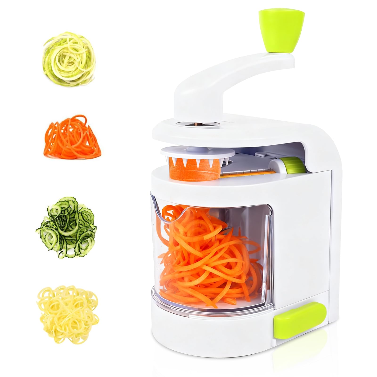 Coupe-légumes spirale 4 en 1 avec bac de récupération sans BPA