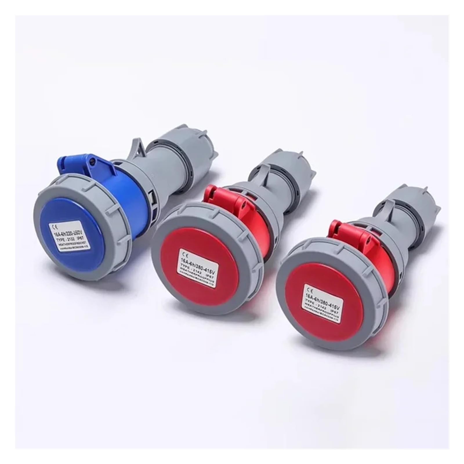 63A 125A IP67 Industriestecker und -buchse 3P/4P/5P Elektrischer Anschluss Wandsteckdose 220V 380V Männlich Weiblich(Panel Mounted,63A-3P)