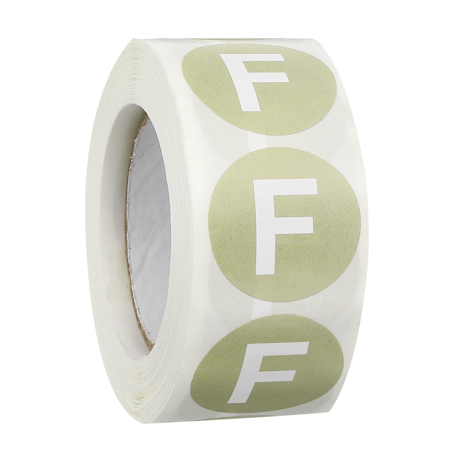sourcing map 1000 Pcs Clothing Size Stickers Labels Rolls 1 Inch Round Self Adhesive Apparel Size Labels Stickers for Clothing T-Shirts Trousers Skirt Home Retail (F, Khaki)