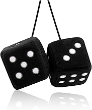 Stylish Fuzzy Dice for Car Hanging Ornament,Funny Plush Dice Rear View Mirror Accessories,Car Accessories Interior Cute Mirror Hanging Accessories (Black)