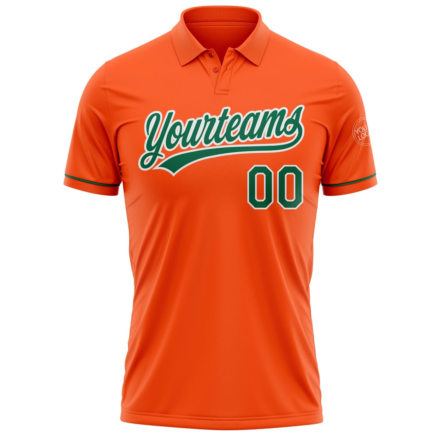 Generic Custom Darts Bowling Golf Polo Shirts for Men Women Youth Orange and Green White Personalized Golf Shirts Printed Name Number Logo