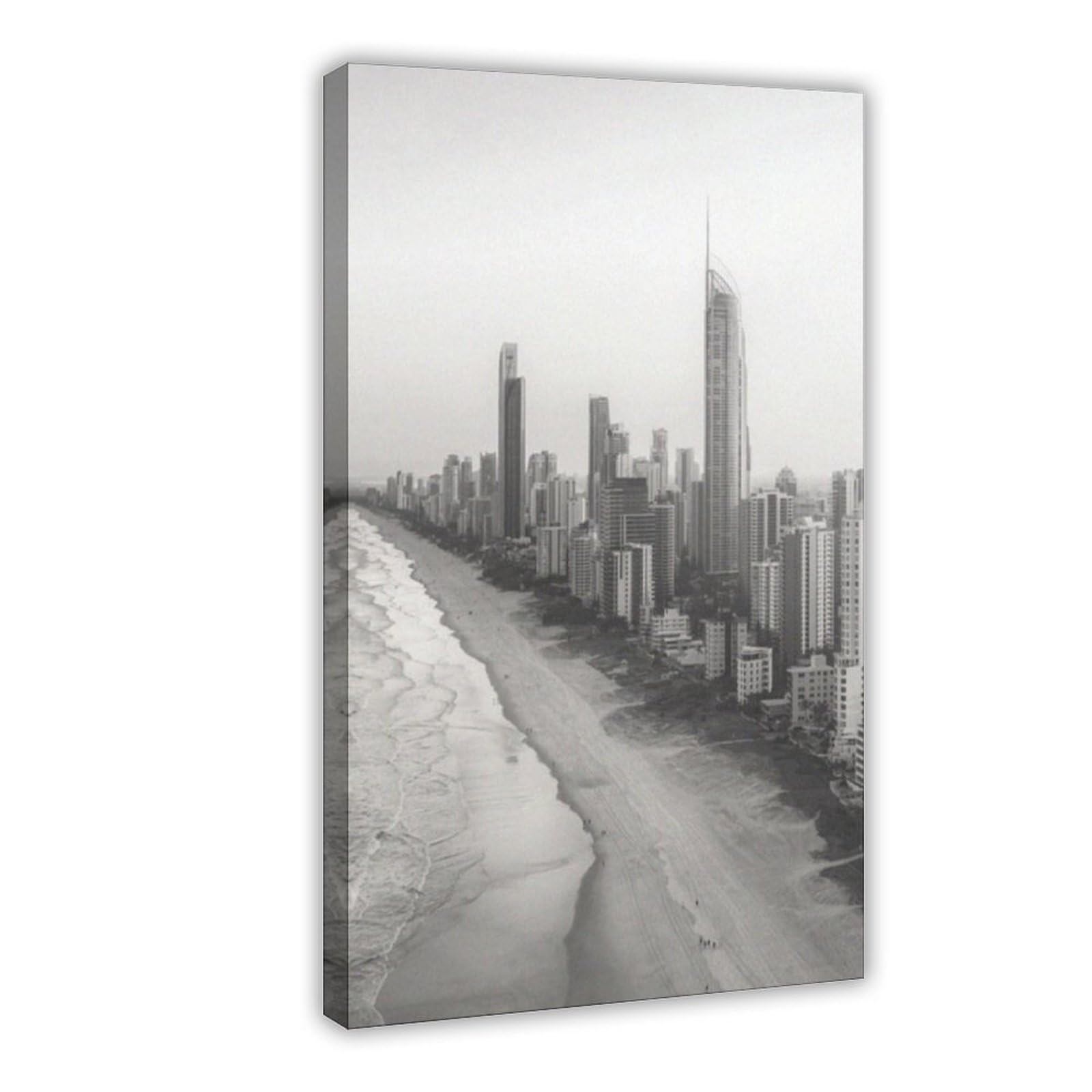 GAPAT Surfers Paradise Australia Gold Coast Black White Wall Art Travel Poster Australia Art Print Queensland Canvas Poster Wall Art Paintings for Living Room Bedroom Decoration Yello