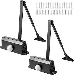SEHOI 2 Pack Size 3 Automatic Door Closer, Hold Open Door Closer for Door Weights 45-60 kg, Aluminium Alloy Adjustable Spring Hydraulic Auto Door Closer for Residential and Commercial Doors, Black