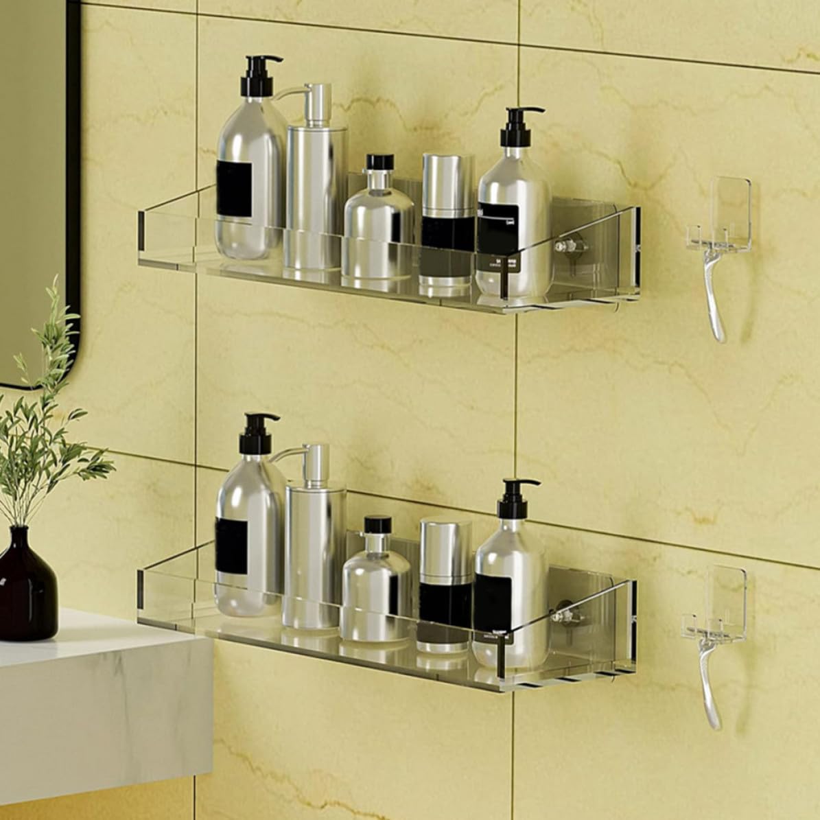 Estante de Acrílico Transparente de Pared para Baño y Cocina