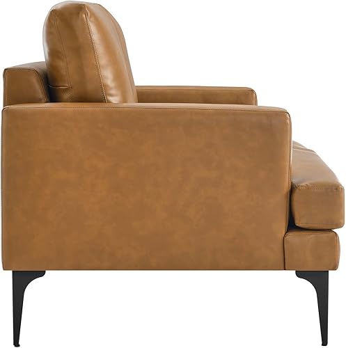 Miniatura 4 de Modway Evermore - Sofá biplaza de cuero vegano y metal de estilo moderno en color marrón